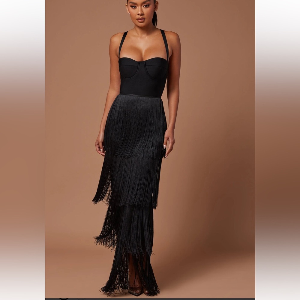 Fashion Nova Maxi Faye Bandage Fringe dress